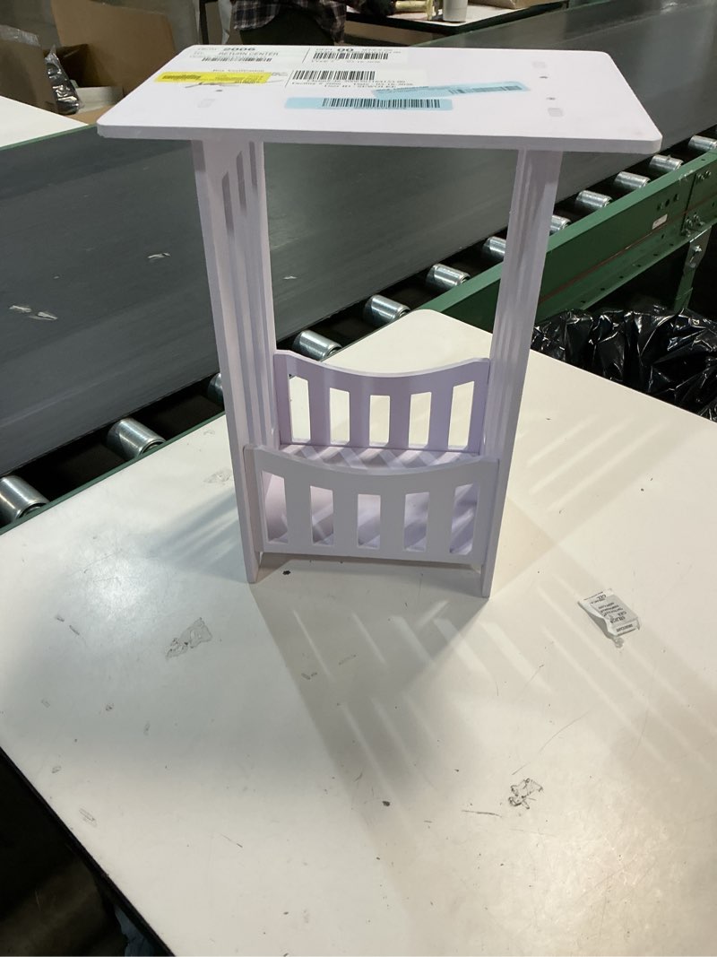 Condition photo showing As Is for narrow rectangular night stand with display shelf for home convenience