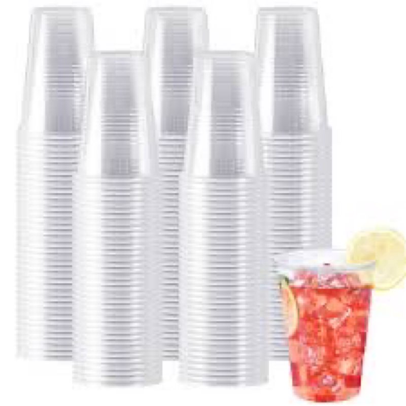 siuq 600 pack 9 oz plastic cups, clear disposable cups, hot/cold party drinking cups, pp clear plast
