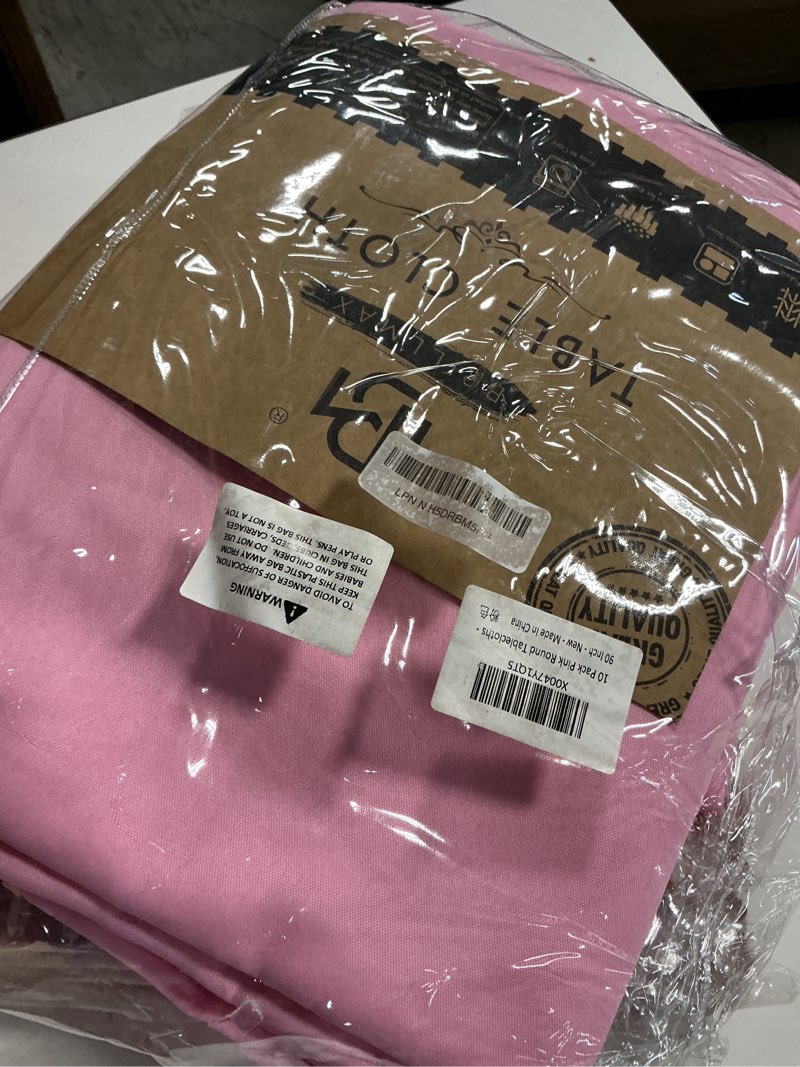 Condition photo showing Good Condition for brillmax 6 pack pink round tablecloths 70 inch for 30“-48” tables - 150 gsm polyester fabric, standard drop, water, stain & wrinkle resistant cloth cover for wedding reception banquet dining party pink 70 in, 6 pack