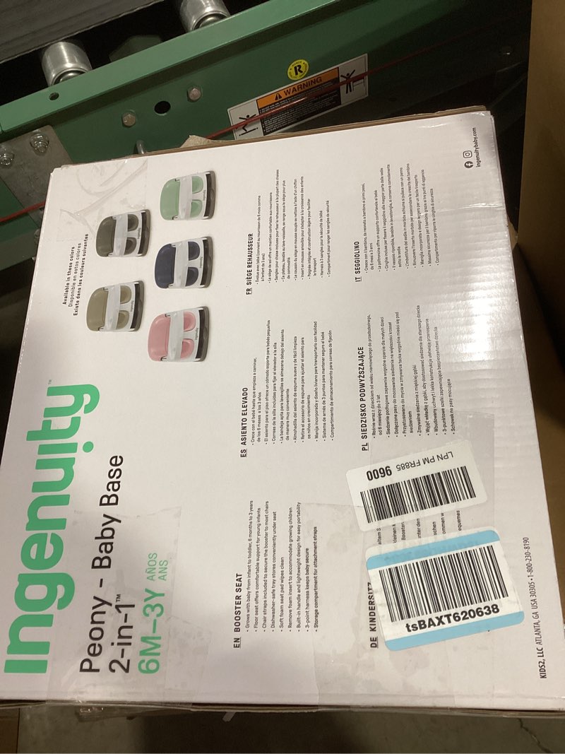 Condition photo showing New/Like New for Ingenuity Baby Base 2-in-1 Booster Feeding and Floor Seat with Self-Storing Tray - Peony