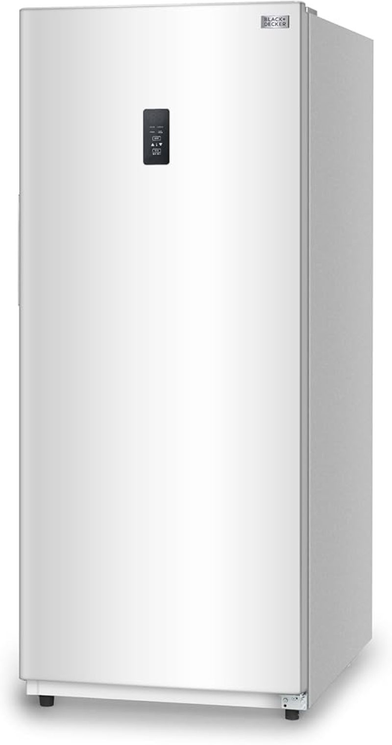 black+decker 17 cu. ft. convertible freezer refrigerator, upright freezer with glass shelves, energy star rated, frost free, buc1700xw, white