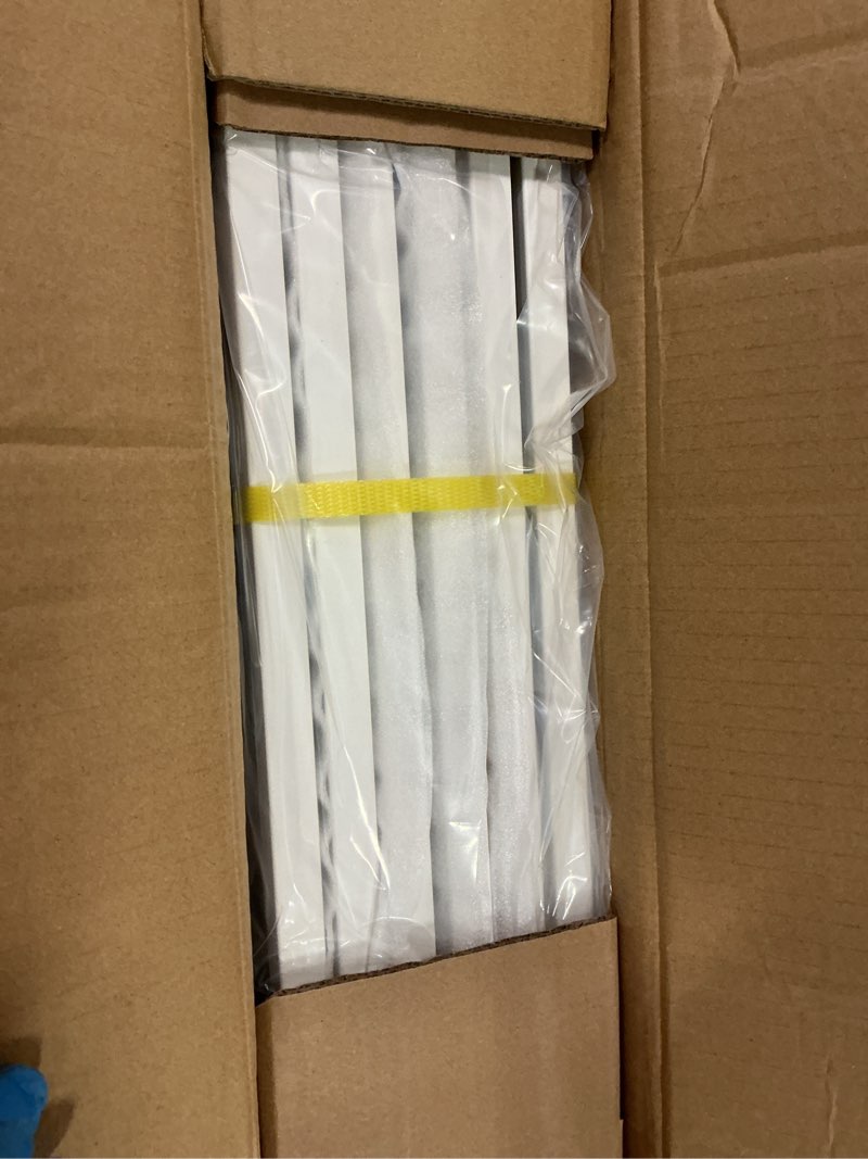 Condition photo showing Good Condition for Metal Freestanding Dog Gates with Door for Outdoor Indoor,120'' Extra Wide 32'' Tall Free Standing Dog Gate for Doorways,Large Openings,Deck,Yard,Porch,Foldable Pet Fence(White,6 Panels) White ?6 Panels with Door? 32''H*120''W
