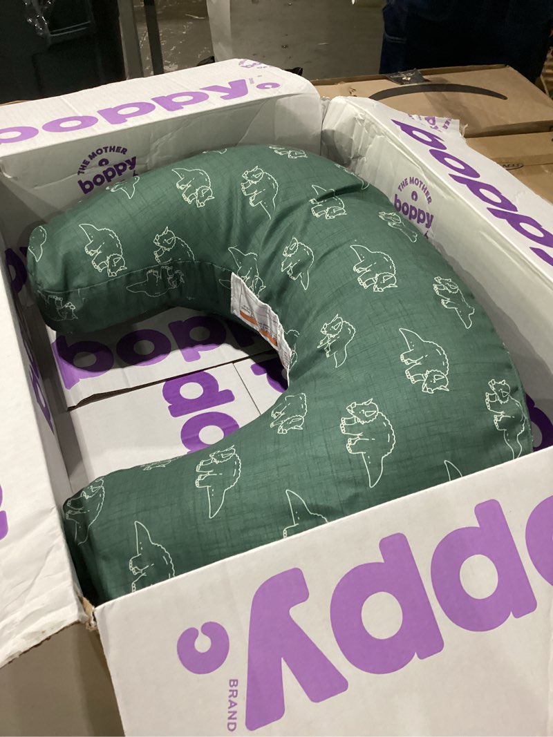 Condition photo showing Good Condition for boppy nursing pillow - firm, ergonomic u-shaped bottle and breastfeeding pillow with high lift for comfort and support, spacious surface - forest green dinos