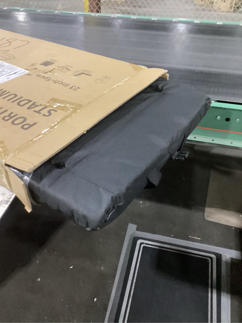 Condition photo showing New/Like New for HOPERAN Stadium Seats for Bleachers with Back Support, Half-fold Portable Bleacher Chairs with Back and Cushion, 600D Waterproof Reclining Extra Wide Bleacher Seat for Outdoor Sports Black 1pc 23"