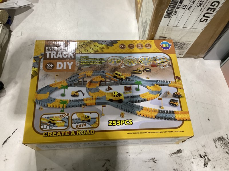 Condition photo showing New/Like New for kids toys 253 pcs construction race tracks toy for 3 4 5 6 7 8 year old boys girls, 5 pcs construction truck car and flexible track play set create a engineering road games toddler toys birthday gifts