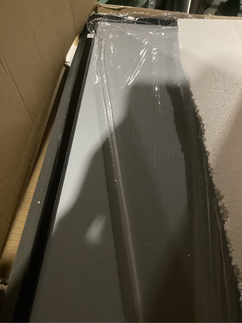 Condition photo showing As Is for 40x30 Inch Black Matte Framed Mirror for Bathroom, Rounded Rectangle Mirror, Bathroom Vanity Mirror for Wall, Anti-Rust, Shatterproof (Horizontal/Vertical) Black 40"L x 30"W