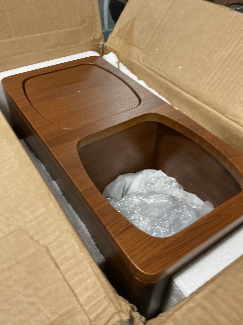 Condition photo showing Good Condition for Solid Wood Slim Nightstand with 3 Drawer, Modern Small Bedside Table, Narrow Skinny Side Table for Bedroom,Walnut Light Walnut