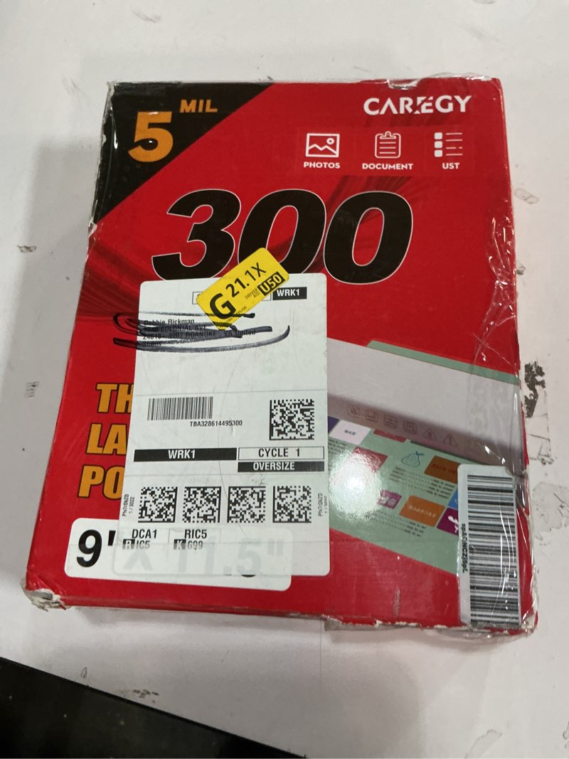 Condition photo showing Good Condition for CAREGY 300 Pack Laminating Sheets, Holds 8.5 x 11 Inch Sheets,5 Mil Thermal Laminating Pouches,9 x 11.5 Inches Lamination Sheet Paper for Laminator, Clear, Letter Size, Office and School Supplies 300PACK-5Mil (9 x 11.5Inches)