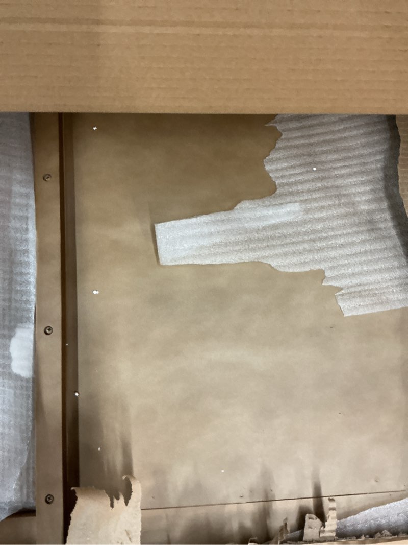 Condition photo showing As Is for Incomplete Bme Vivian 14 Inch Deluxe Bed Frame with Headboard, Rustic & Scandinavian Style with Solid Acacia Wood, No Box Spring Needed, 12 Strong Wood Slat Support, Easy Assembly, Queen, Rustic Seadrift Bed Frame Rustic Seadrift Queen (U.S. Standard)