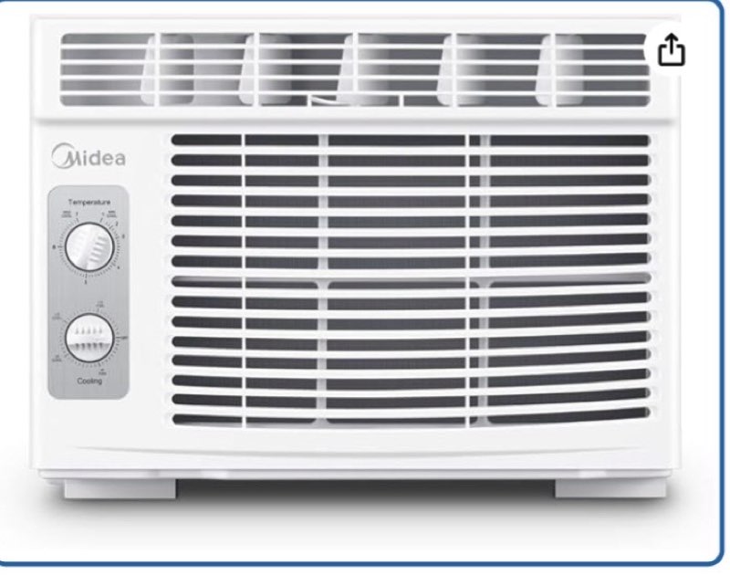 midea 5,000 btu easycool small window air conditioner - cool up to 150 sq. ft. with easy-to-use mechanical controls and reusable filter, perfect for small bedroom, living room, home office
