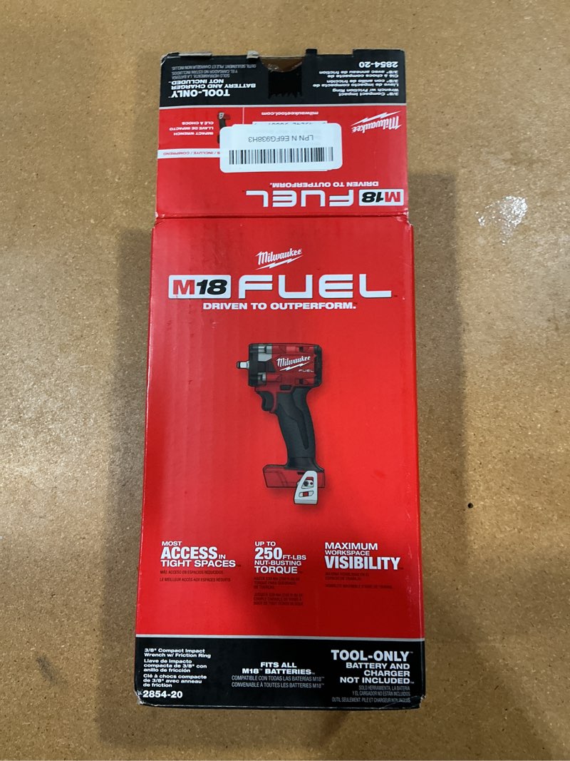 Condition photo showing Good Condition for milwaukee 2854-20 m18 18v fuel 3/8" compact impact wrench w/ friction ring