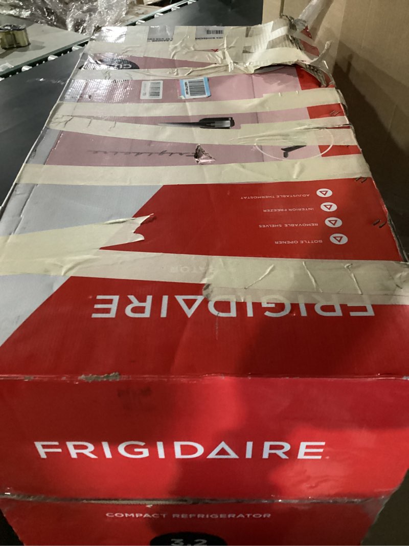 Condition photo showing New/Like New for frigidaire efr376 retro bar fridge refrigerator with side bottle opener, 3.2 cu. ft, pink/coral bright pink