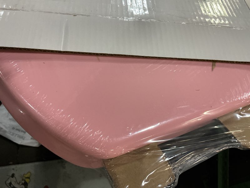 Condition photo showing New/Like New for pink round toilet seat natural wood toilet seat with zinc alloy hinges, easy to install also easy to clean, scratch resistant toilet seat by angol shiold (round, pink) round pink