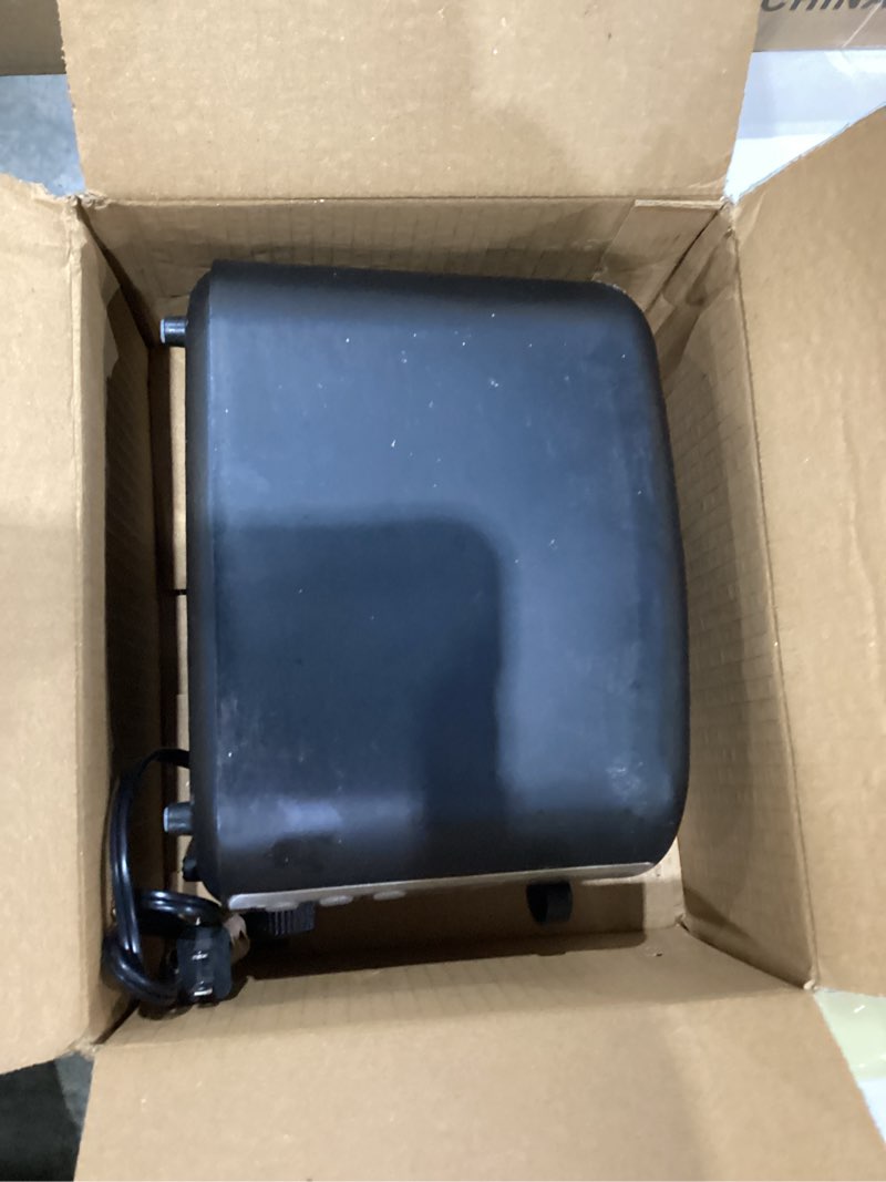 Condition photo showing As Is for amazon basics 2 slice toaster, with 6 browning settings, extra wide slots for bagels and special breads, removable easy-to-clean crumb tray, cancel/defrost/bagel buttons, 900w, black & silver 2 slice silver front