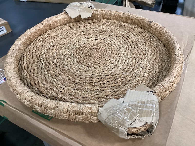 Condition photo showing Good Condition for Creative Co-Op Round Braided Bankuan Tray with Handles