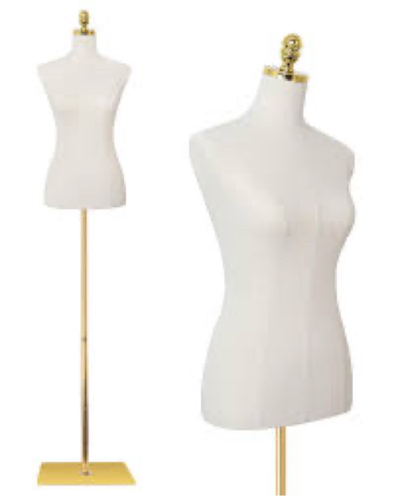 Female Mannequin Torso Dress Form Manikin with Metal Bracket and Rectangular Base, 40.55-73.23 Inch Mannequin Body Height Adjustable for Sewing Dressmakers Clothes Jewelry Display, White