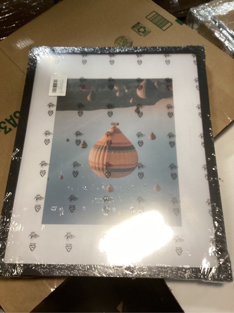 Condition photo showing New/Like New for 16x20 Picture Frame Set of 3 with 11x14 Mat, Display Photo 11x14 with Mat or 16 x 20 Without Mat, Wall Hanging Large 16 by 20 Poster Frame with Plexiglass, 3 Pack, Black Black 16x20 inch