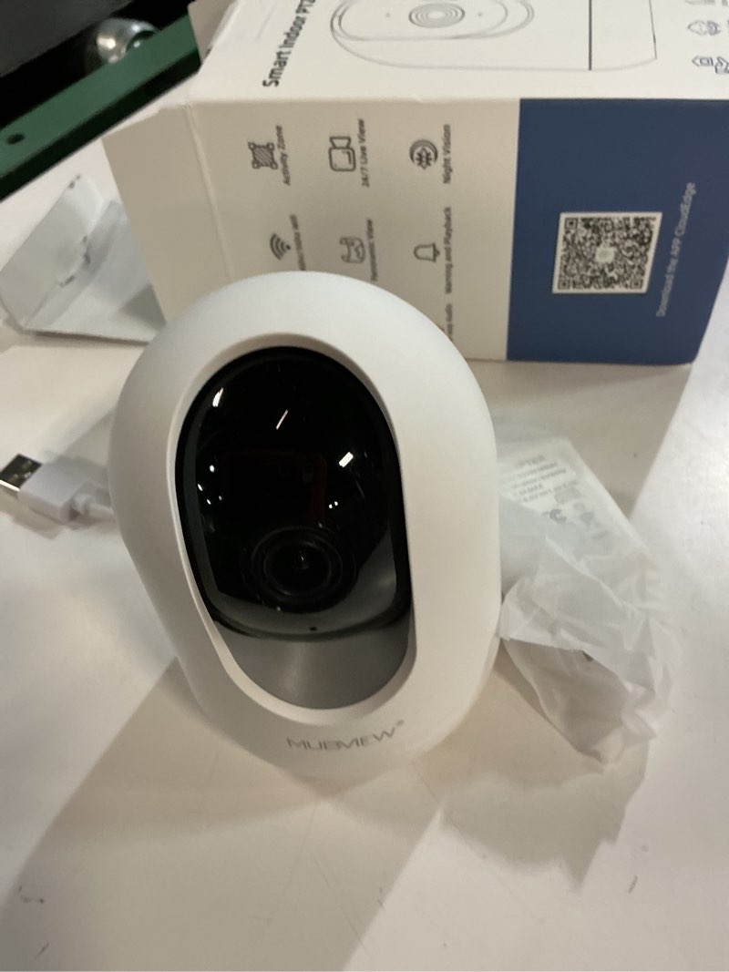 Condition photo showing Good Condition for indoor security camera 2k, pet camera with phone app, wifi cameras for home security camera for dog/ baby monitor/elder pan tilt, 5/2.4ghz, 24/7, 2-way talk, human detection, motion tracking, cloud a white 5ghz & 2.4ghz wifi 2k 1 pc