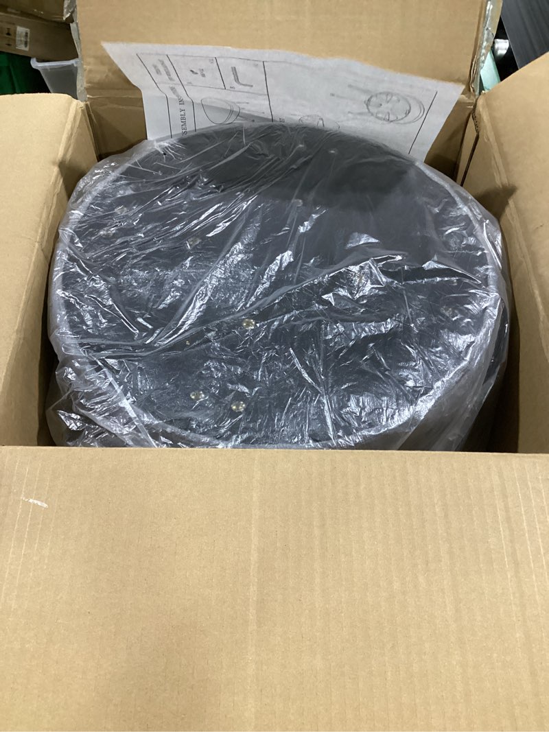 Condition photo showing Good Condition for (gray) vanity stool chair, round makeup vanity chair with adjustable metal legs & soft padded seat, ottoman foot stool for bedroom, living room, entryway, black 15.9\"d x 11.5\"w x 6.7\"h velvet black