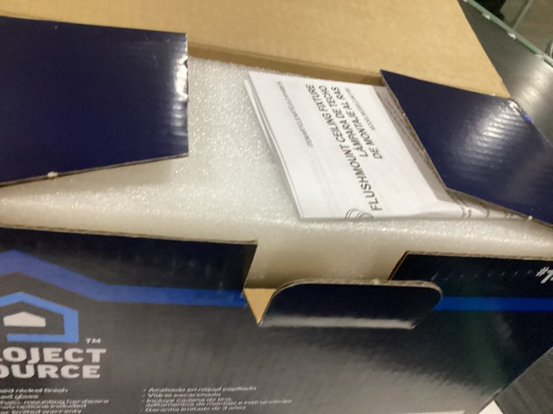 Condition photo showing As Is for project source 1-light 11-in brushed nickel led flush mount light