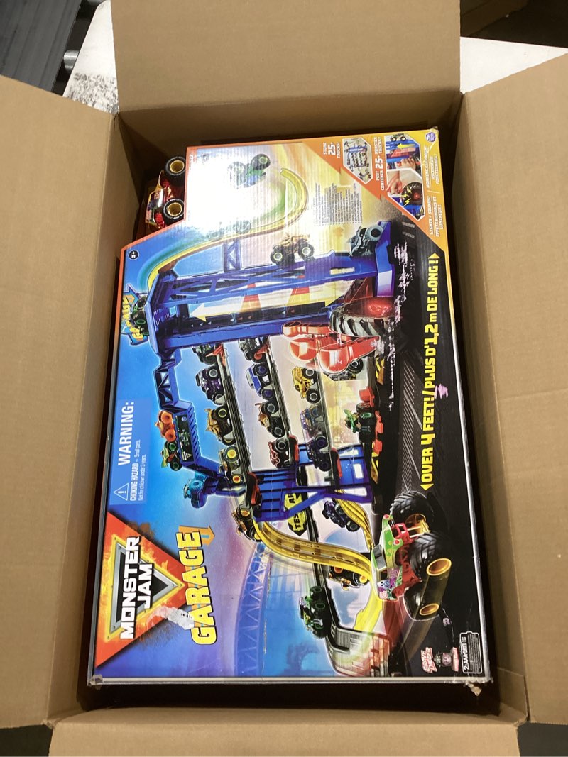 Condition photo showing As Is for Monster Jam Garage Playset and Storage with Exclusive Grave Digger Monster Truck, Lights & Sounds, Kids Toys for Boys and Girls Ages 4 and Up Playset: Garage