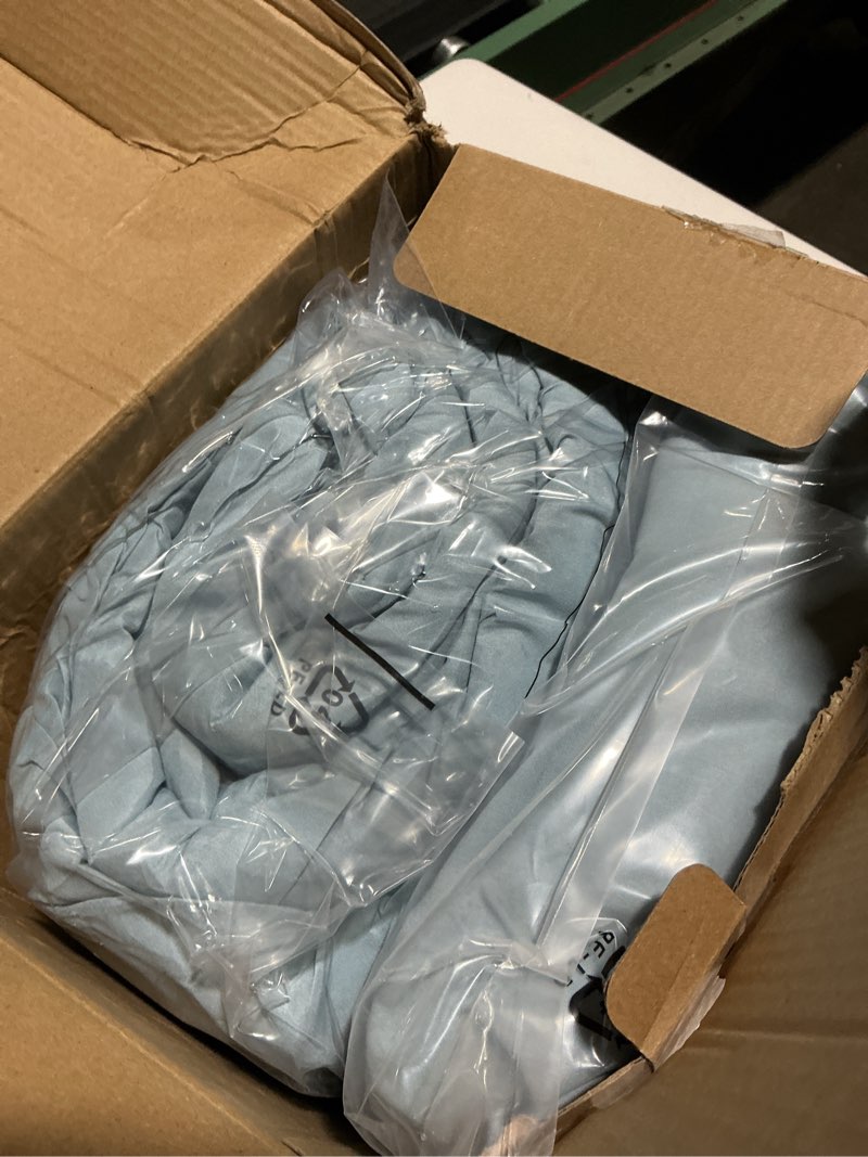 Condition photo showing Good Condition for bedsure king size comforter set light blue - bed in a bag bedding set 7 pieces, gentlesoft™ pintuck bed set gift for family, pinch pleat light blue comforter with sheets, pillowcases & shams king 11 - light blue