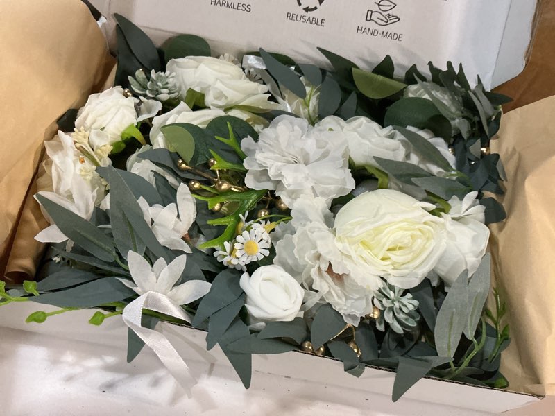 Condition photo showing As Is for wedding arch flowers (2pack),flower arch stand,flower garland,for wedding outdoor decorations floral swags and garlands chair decorations etc isle decor,reusable.?white?