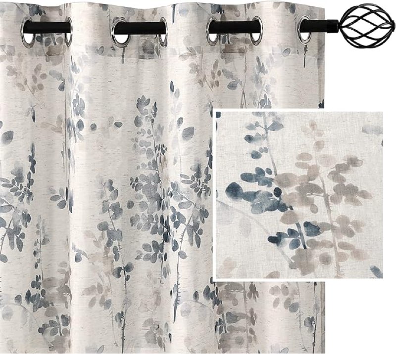 H. VERSAILTEX Sheer Linen Curtains Semi Sheer Curtains Draprties for Livinf Room
