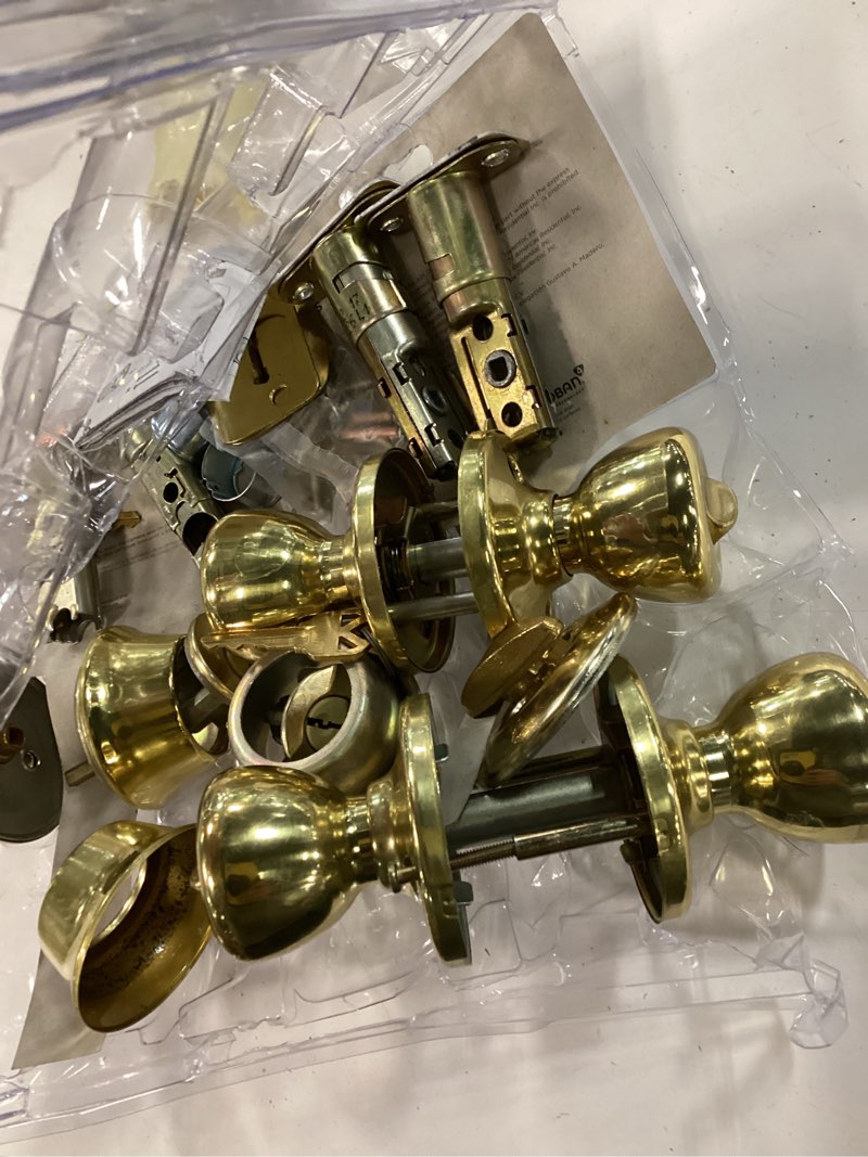 Condition photo showing As Is for kwikset tylo polished brass double entry door kit 1-3/4 in.