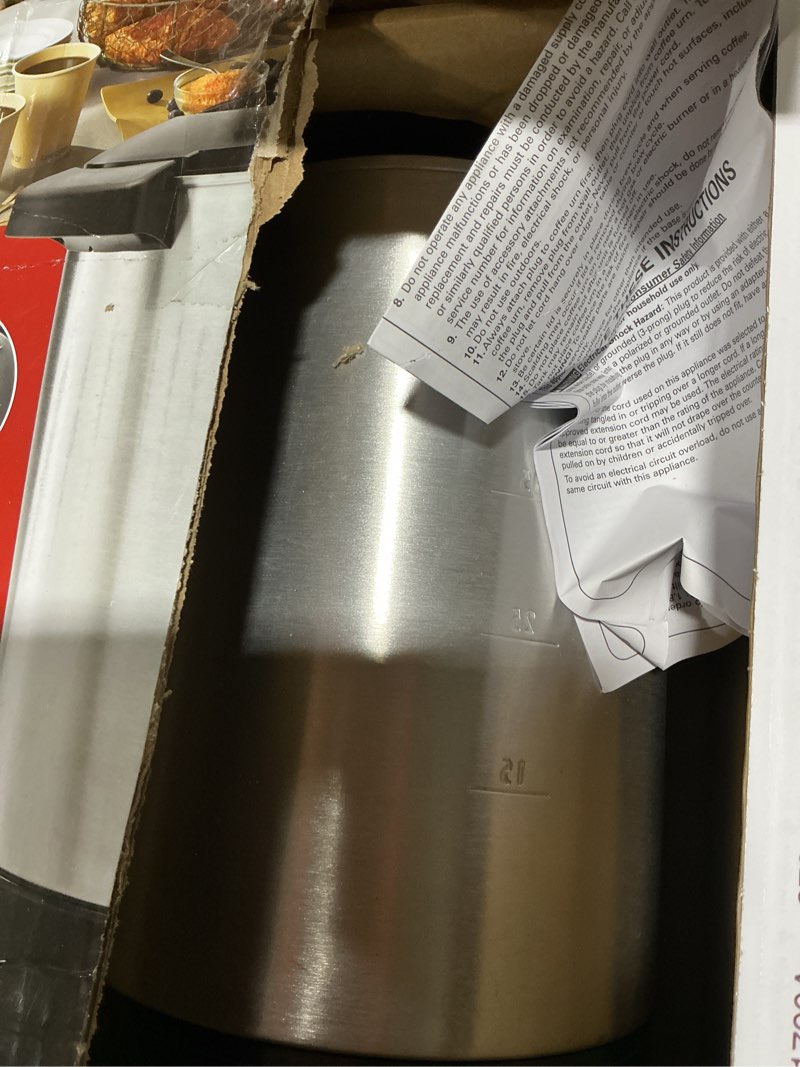 Condition photo showing As Is for Hamilton Beach 45 Cup Coffee Urn and Hot Beverage Dispenser, Silver Single-Spout