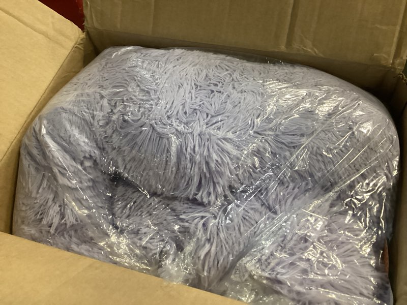 Condition photo showing Good Condition for Best Friends by Sheri Original Calming Donut Dog and Cat Bed, Shag Faux Fur, Lavender, (23in x 23in) - Anxiety Relief for Pets Up to 25 lbs Lavender Shag Small
