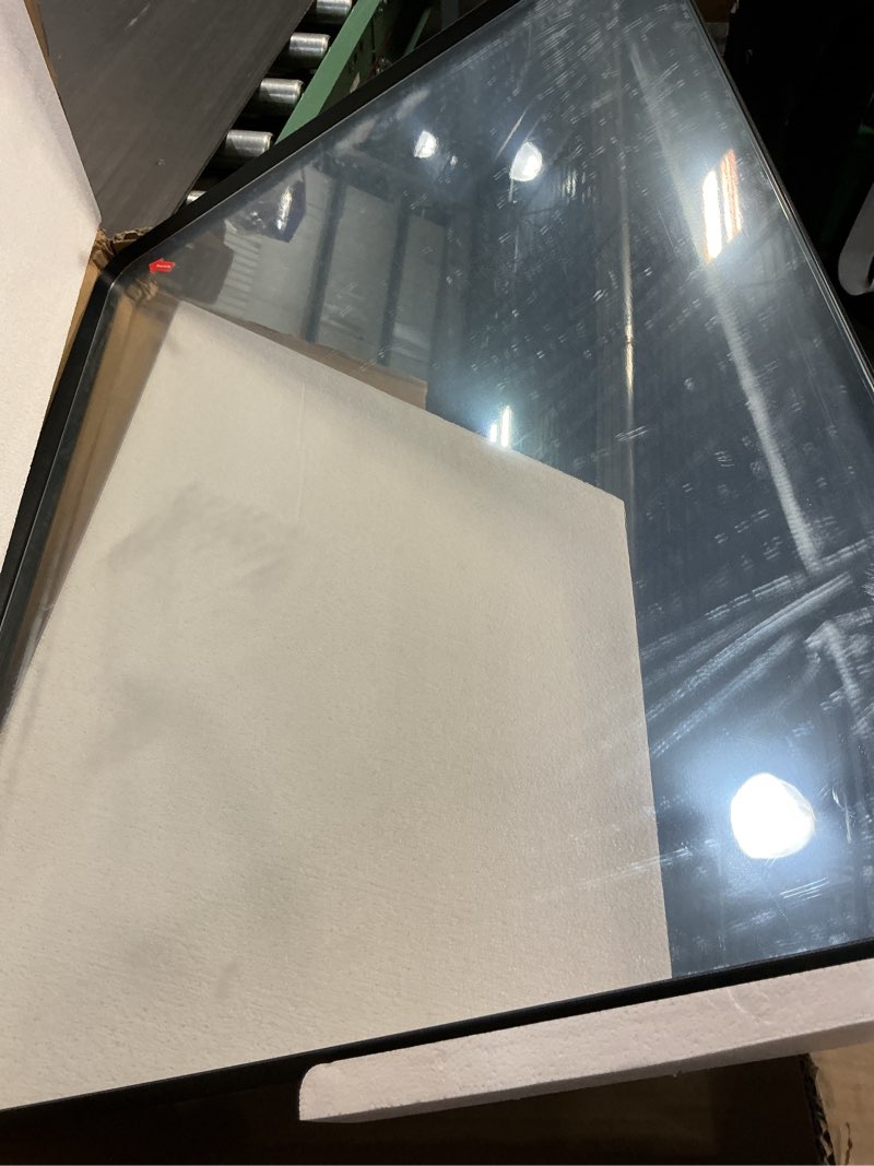Condition photo showing Good Condition for loaao 24x32 inch black metal framed bathroom mirror for wall, matte black bathroom vanity mirror farmhouse, large rounded rectangle mirror, anti-rust, hangs horizontally or vertically black 24"l x 32"w