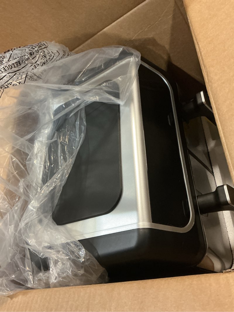 Condition photo showing Good Condition for simple deluxe 9.5-qt dual basket air fryer, 10-in-1 digital preset 1700w airfryer, sync cook, independent temp control, shake reminder, nonstick basket, black