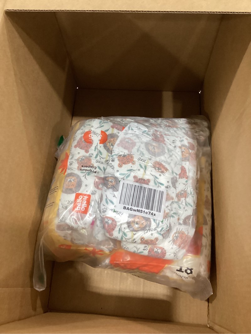 Condition photo showing As Is for Hello Bello Diapers, Size 5 (27 lbs) Wild Cats, 72 Count Value Pack of Premium Disposable Baby Diapers, Hypoallergenic with Soft, Cloth-Like Feel Wild Cats Size 5 (72 Count)