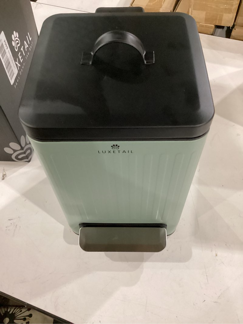 Condition photo showing Good Condition for small dog poop trash can outside – 6l/1.6 gallon dog small trash can with lid, odor-locking carbon filter system, hands-free stainless steel pedal, easy-clean removable bucket, sage green