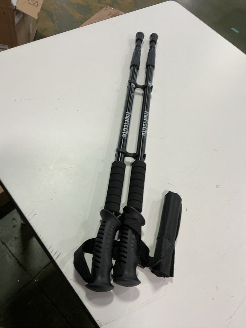 Condition photo showing As Is for TheFitLife Nordic Walking Trekking Poles - 2 Sticks with Anti-Shock and Quick Lock System, Telescopic, Collapsible, Ultralight for Hiking, Camping, Mountaining, Backpacking, Walking, Trekking Silver