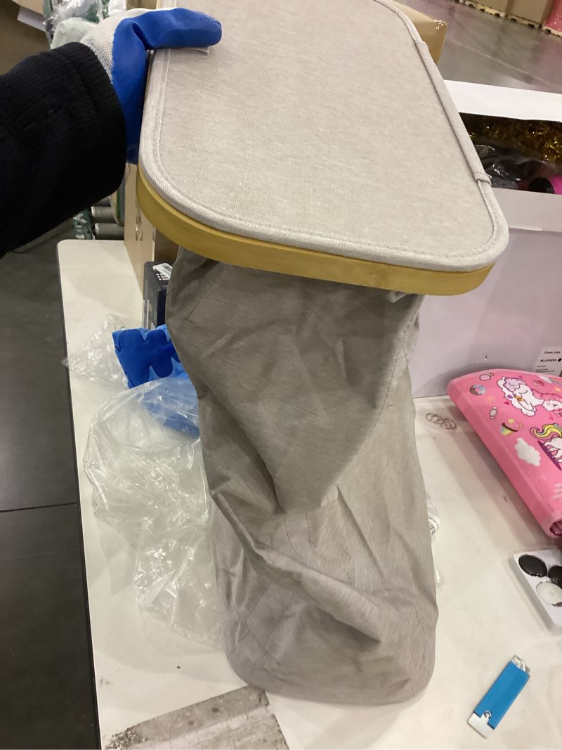 iEGrow 60L Slim Laundry Hamper, Narrow Laundry Basket with Lid,Foldable Clothes Hamper with Bamboo H