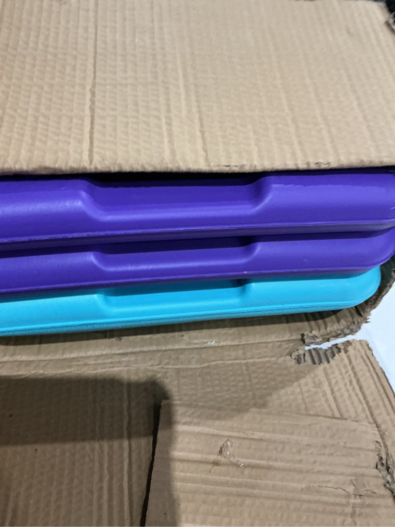 Condition photo showing As Is for yes4all adjustable workout aerobic exercise step platform health club size with 4 adjustable risers included and extra risers options d. teal/purple