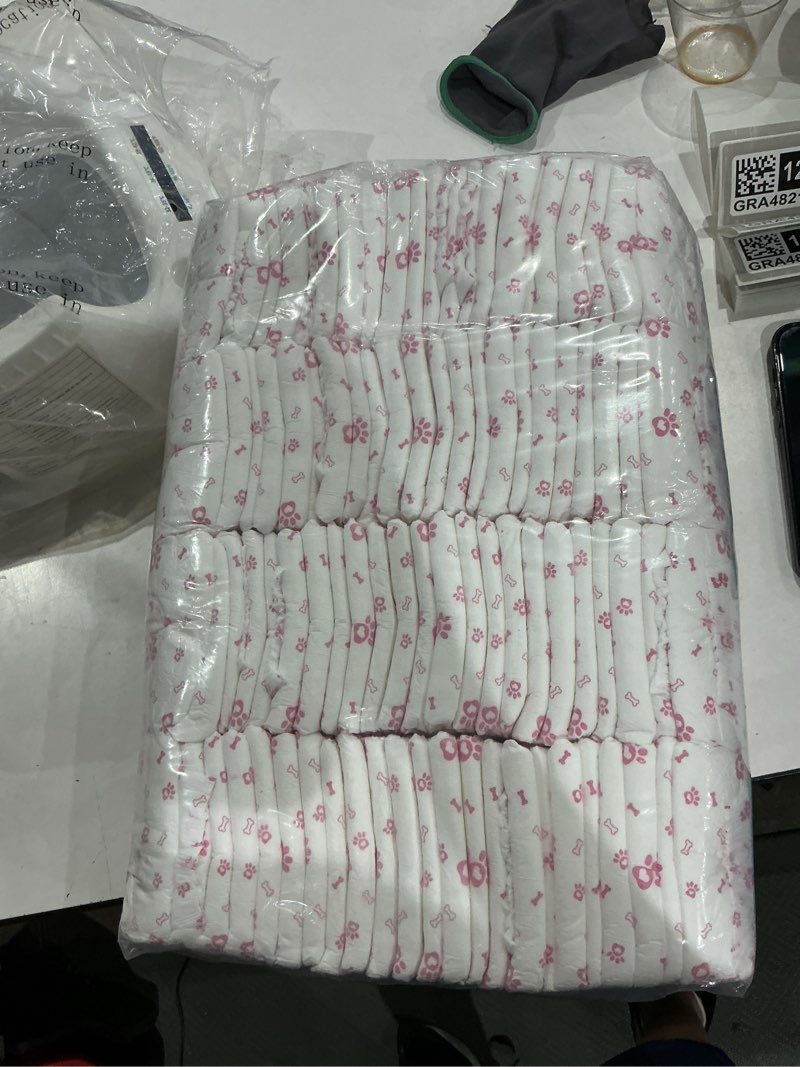 Condition photo showing New/Like New for disposable dog diapers female 90 count puppy diapers female (waist 11-18 in m) super absorbent small doggie diapers for heat excitable urination or incontinence - pink 90count medium 90.0