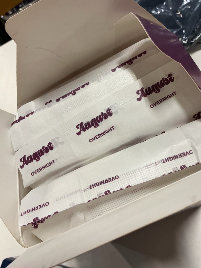 Condition photo showing New/Like New for august super cotton menstrual pads, 36-pack ultra thin pads with wings, hypoallergenic sanitary napkins with organic cotton topsheet, compostable wrappers, toxin free, fragrance free super 36.0