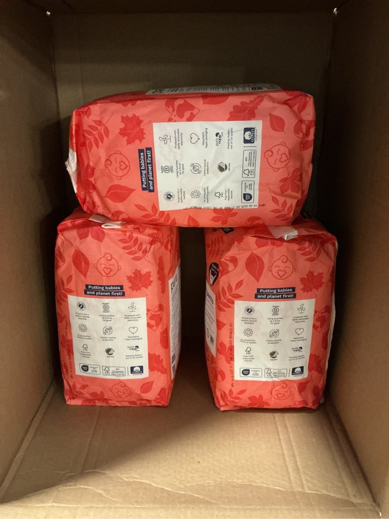 Condition photo showing New/Like New for 3 pack Pura Hypoallergenic Diaper Pants Size 9 (48+ lbs) Overnight, up to 12 Hours Leak Protection, Suitable for Sensitive Skin, Totally Chlorine Free, Soft Organic Cotton, 1 Pack of 15 Pull Up Pants Size 9 (15 Diaper Pants)