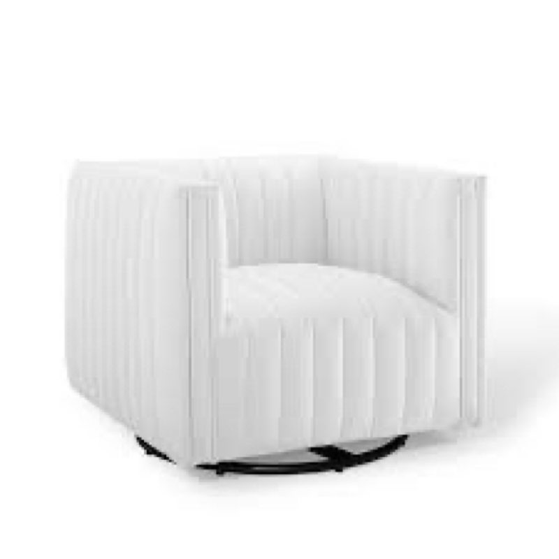 Conjure 34 1/2 Inch Tufted Swivel Upholstered Armchair, White --