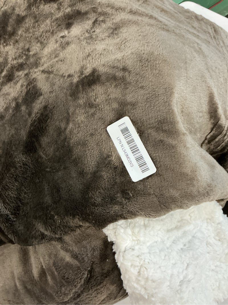 Condition photo showing As Is for Bedsure GentleSoft Sherpa Fleece Blanket Queen Size for Bed, Non-Heated, Thick and Warm Throw for Women and Men, Soft Fuzzy Plush Queen Blanket for Winter, Brown, 90x90 Inches Queen (90" x 90") 05 - Brown