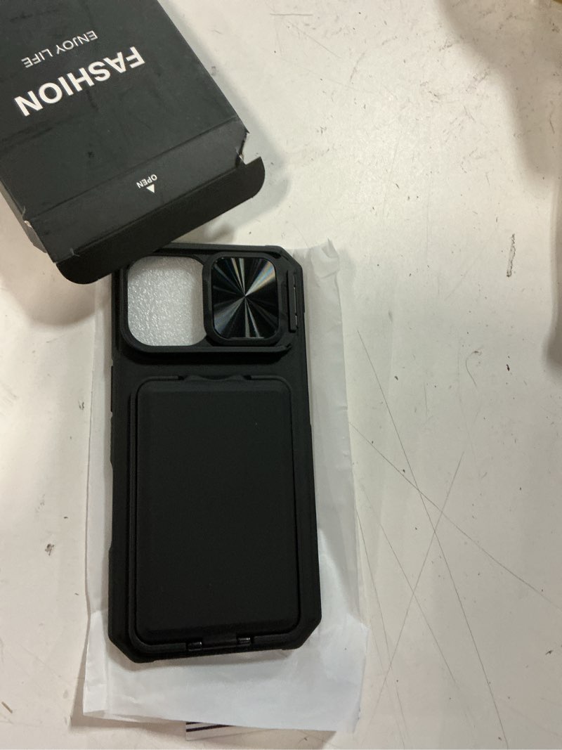 Condition photo showing Good Condition for sslotscase for iphone 17 case with card holder & kickstand & slide camera lens cover & camera stand & wallet, military-grade heavy duty hard rugged phone case cover for iphone 17 6.3'' 5g 2025, black black iphone 17