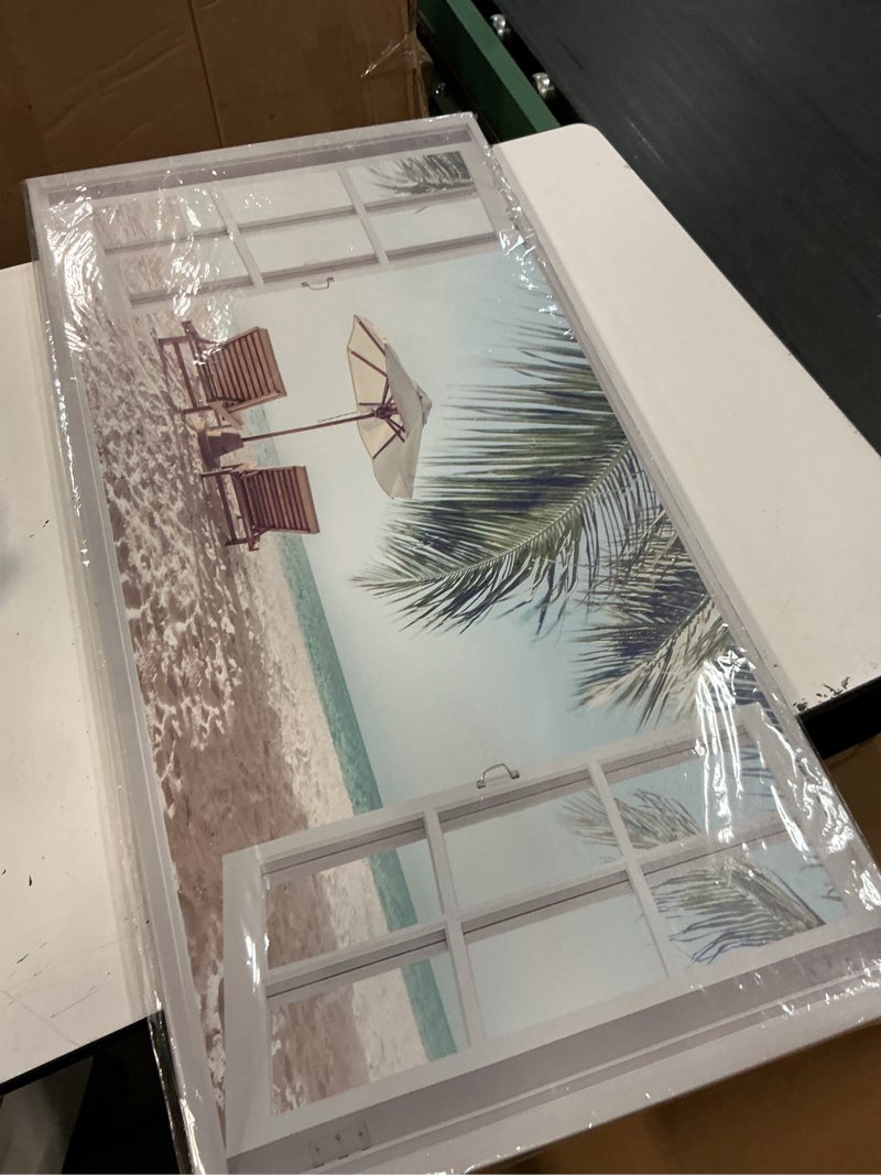 Condition photo showing Good Condition for beach canvas wall art bedroom: large living room window view tropical coastal landscape picture print relaxing home office summer seaside scene painting horizontal seascape artwork decor beach 48"l x 24"w
