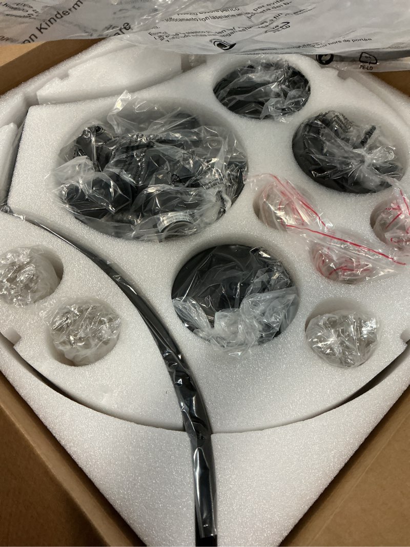 Condition photo showing Good Condition for 20" modern farmhouse crystal chandeliers for dining room, 5-light black antique pendant chandelier, contemporary hanging light fixture for living room bedroom foyer kitchen island entryway