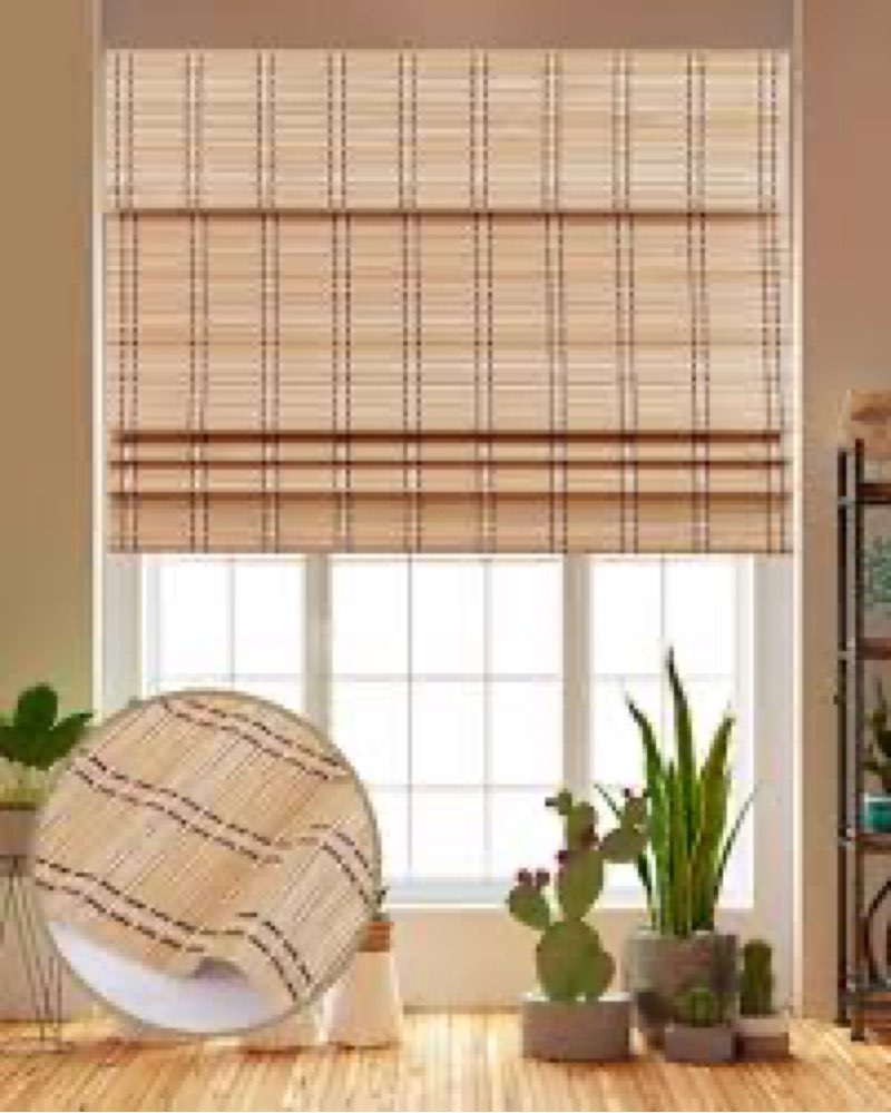 Cordless bamboo semi- sheer window shades