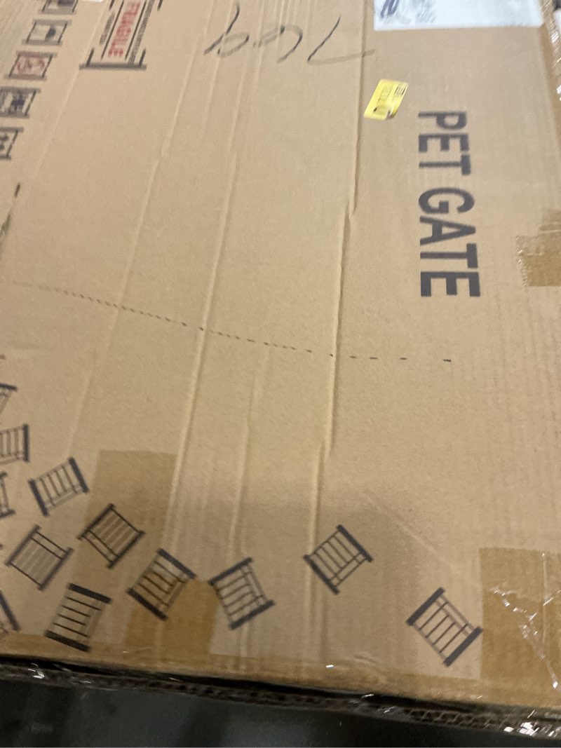 Condition photo showing New/Like New for Vantas Folding No-Assembly Metal Pet Gate 120" Wide, 24" Extra Tall Dog Gate with Door Walk Through, Freestanding Accordion Puppy Gate Dog Door for Indoor & Outdoor, with 2PCS Support - White ?6-Panel with Door?20W*24H White