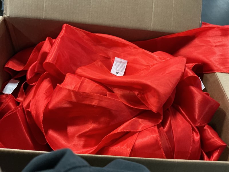 Condition photo showing Good Condition for 50 pcs red satin chair sashes bows universal chair cover for wedding reception events banquets party, hotel event decorations