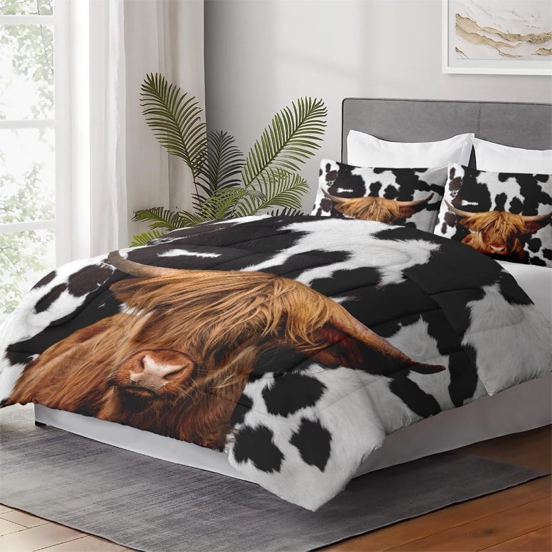 WeCozy Full Size Comforter Set with 2 Pillowcases, Vintage Farm Animal 3 Pcs Bedding for Kids and Ad